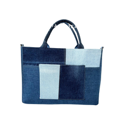 Handmade Upcycled Denim Laptop Tote Bag