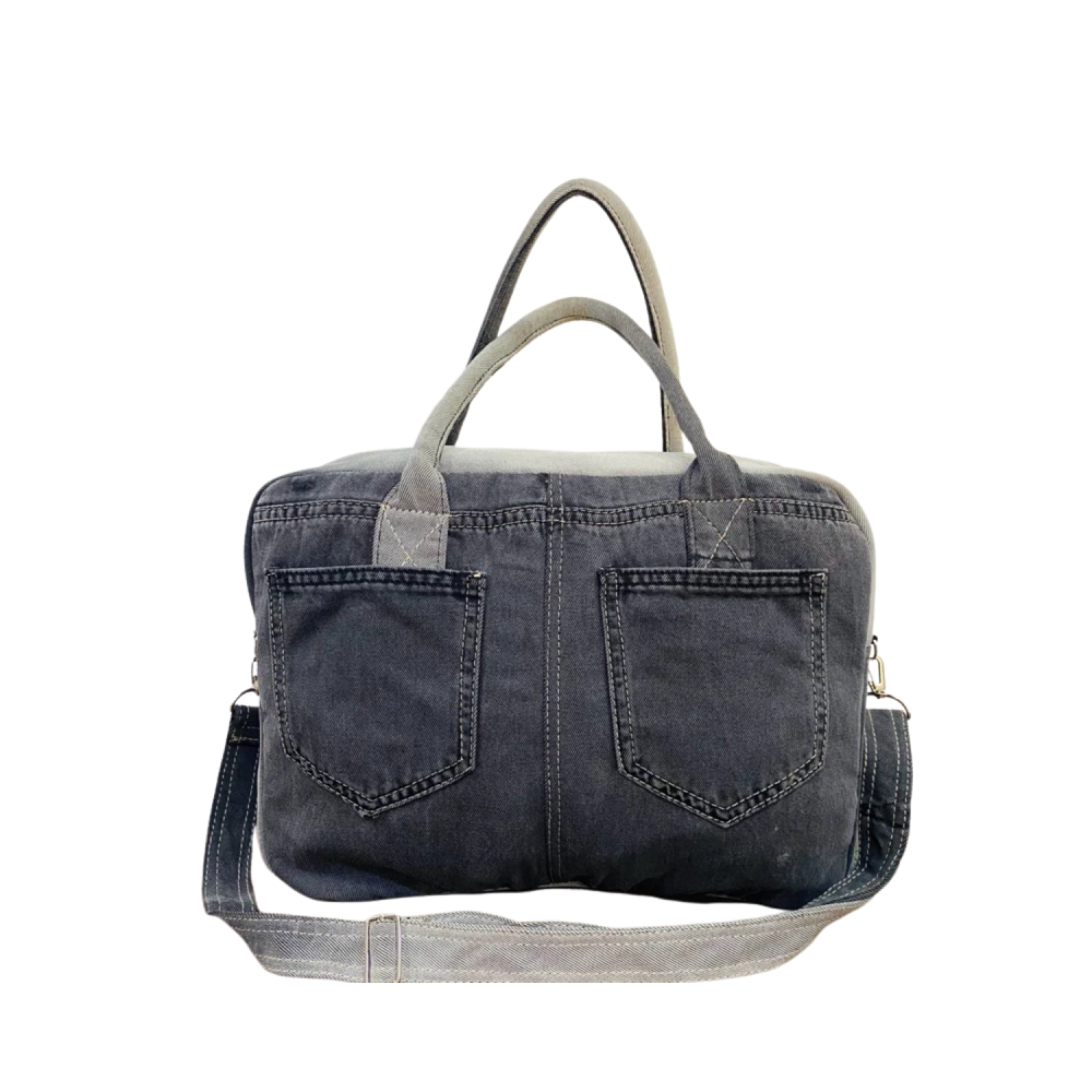 Handmade Upcycled Denim Laptop Tote Bag