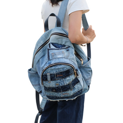 Handmade Upcycled Denim Large Backpack