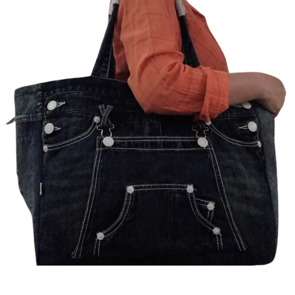 Handmade Upcycled Denim  Large Fashion Tote Bag