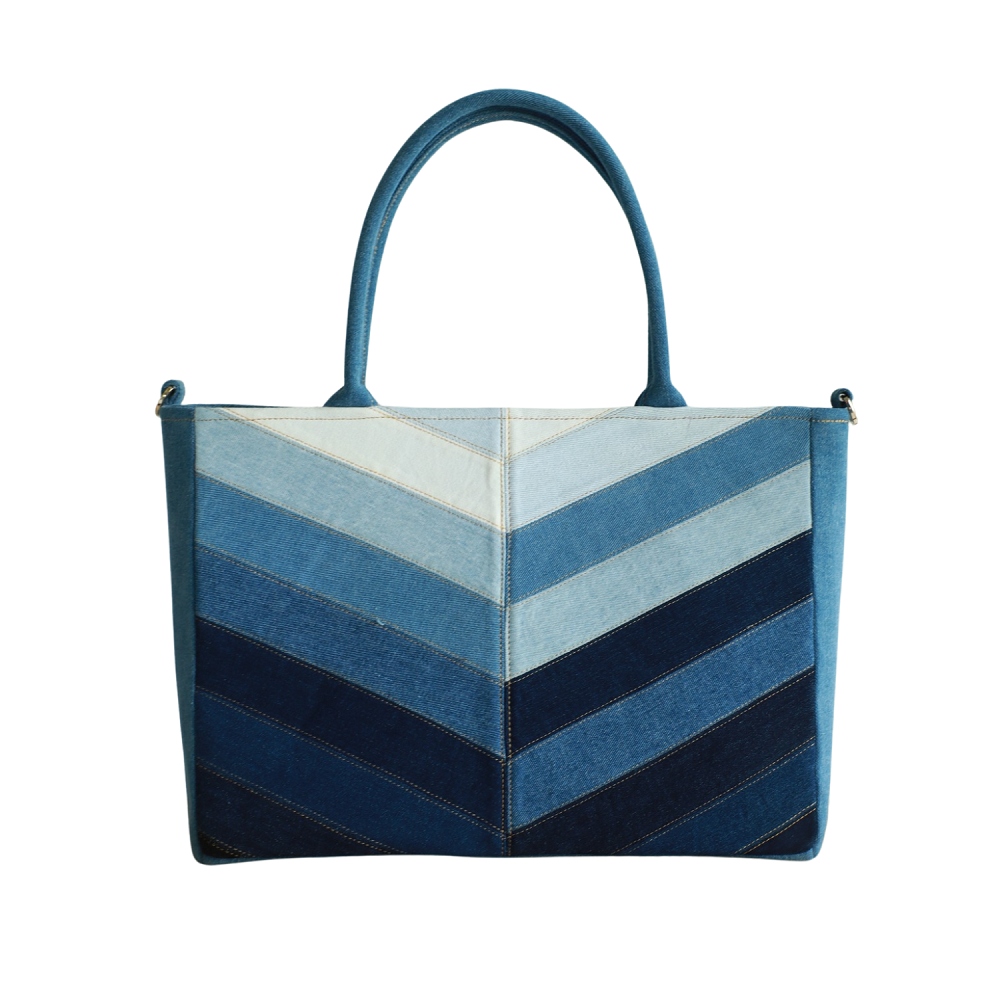 Handmade Upcycled Denim  Large Fashion Tote Bag 2