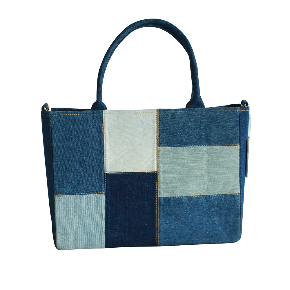 Handmade Upcycled Denim  Large Fashion Tote Bag 2