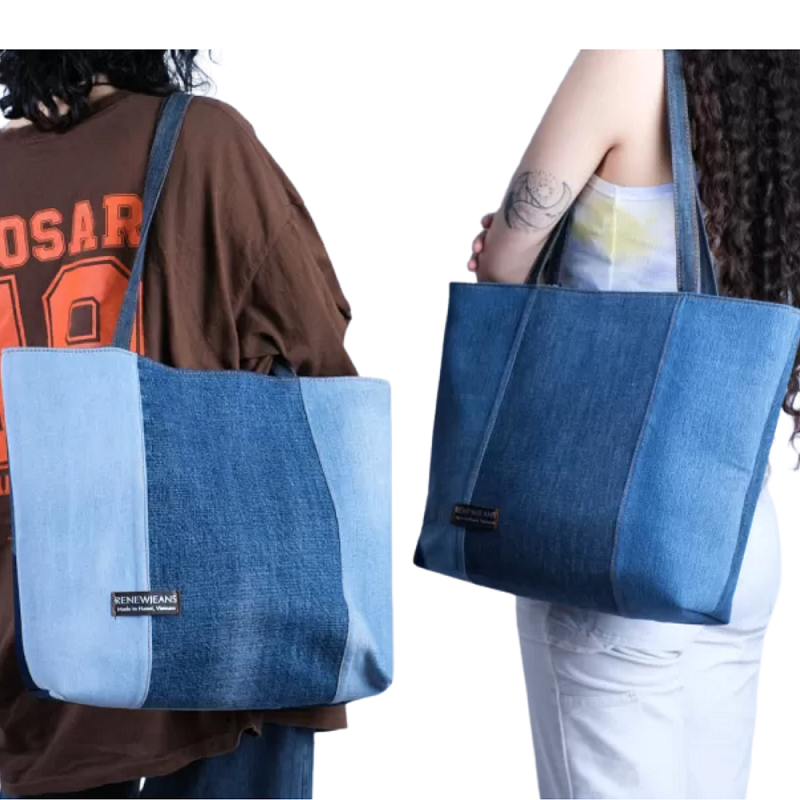 Handmade Upcycled Denim Large Tote Bag