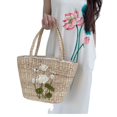Large Two Strap Water Hyacinth Bag 2