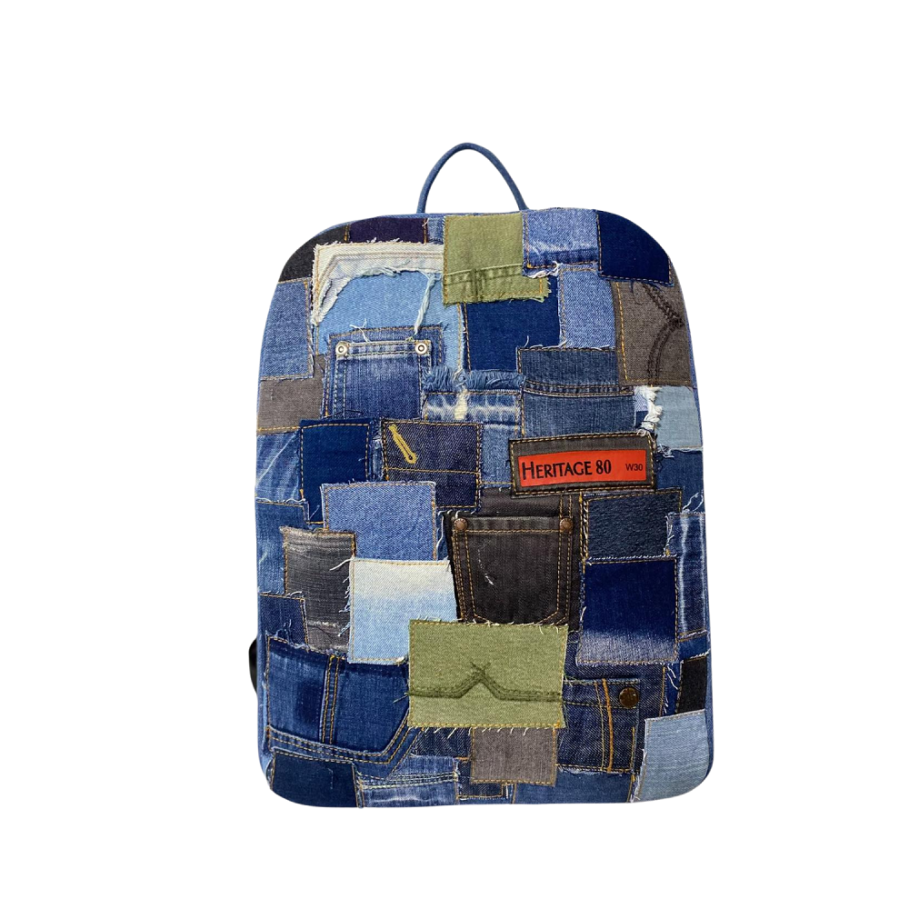 Handmade Upcycled Denim Large Backpack