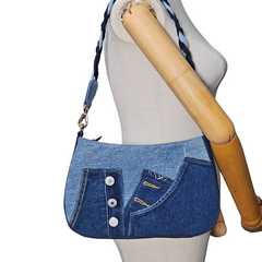 Handmade Upcycled Denim Large Size Armpit Bag