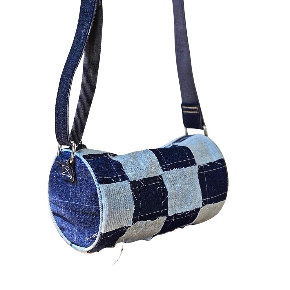 Handmade Upcycled Denim Large Strap Crossbody Bag 2