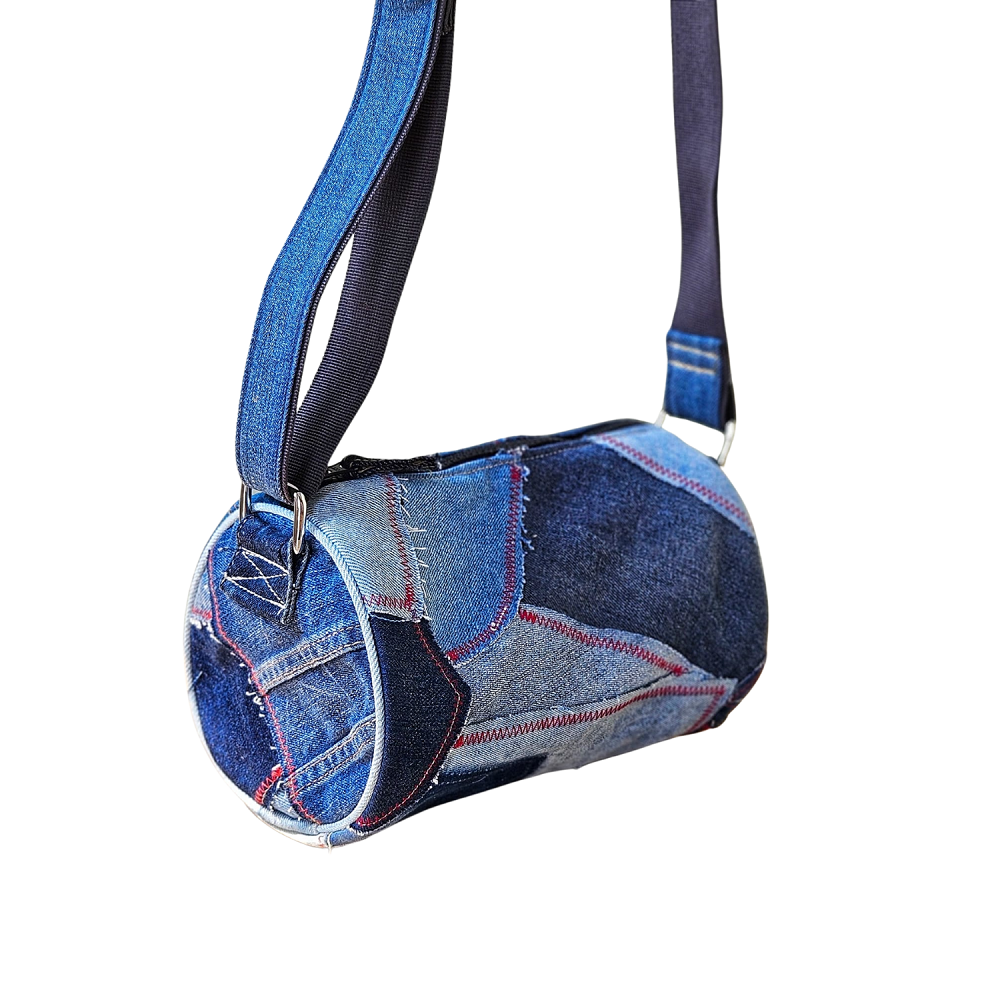 Handmade Upcycled Denim Large Strap Crossbody Bag 2