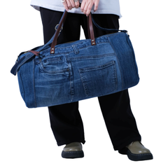 Handmade Upcycled Denim Large Travel Bag