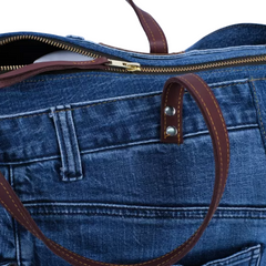 Handmade Upcycled Denim Large Travel Bag