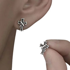 Men's Cross Earrings Handcrafted 925 Sterling Silver