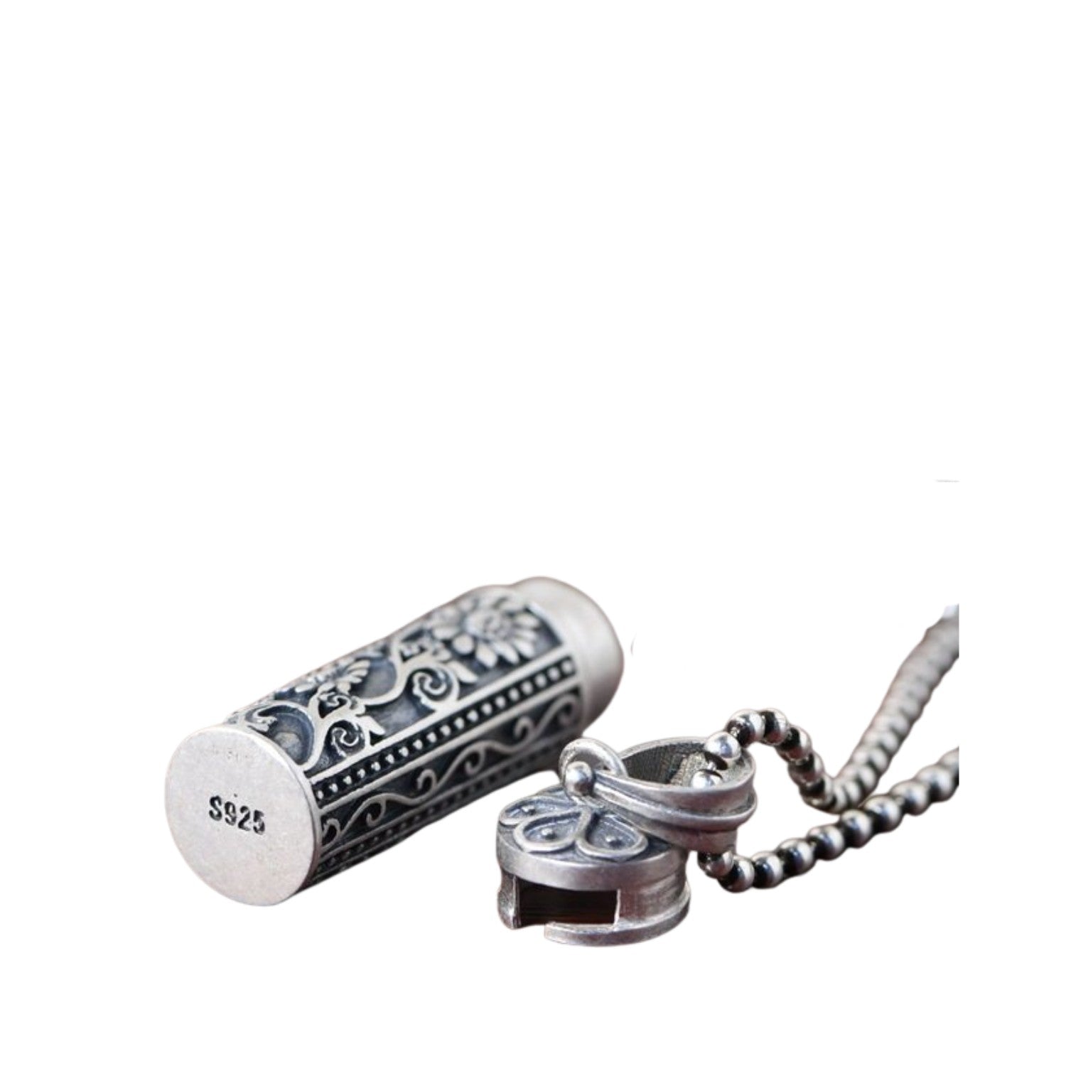 Men's Cylindrical Pendant Handcrafted 925 Sterling Silver