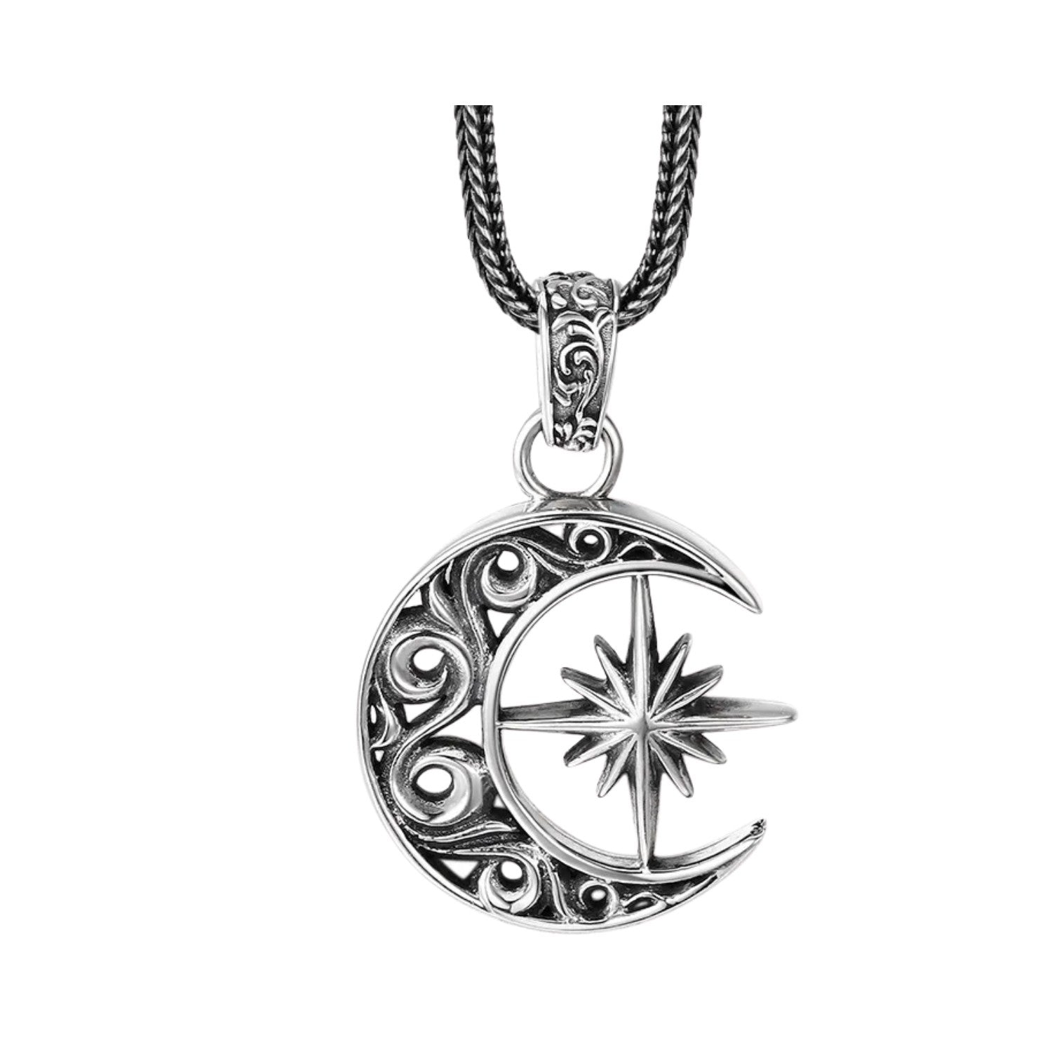 Men's Moon Pendant Handcrafted 925 Sterling Silver