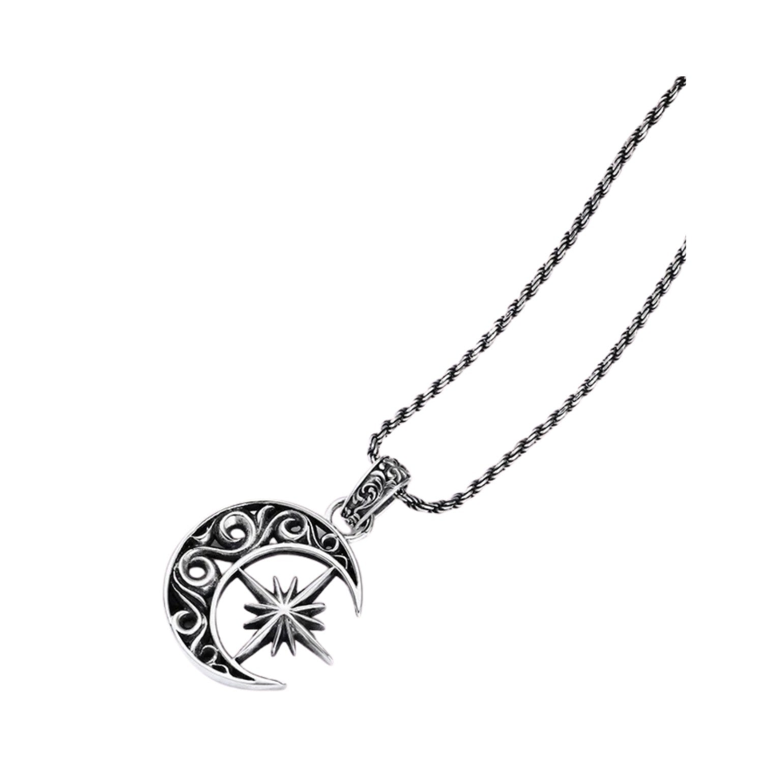 Men's Moon Pendant Handcrafted 925 Sterling Silver