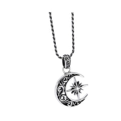 Men's Moon Pendant Handcrafted 925 Sterling Silver