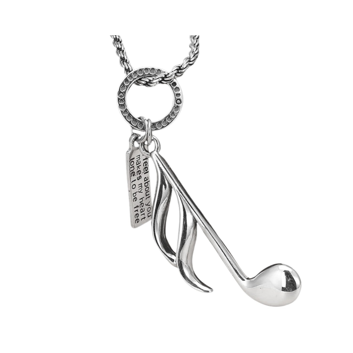 Men's Musical Note Pendant Handcrafted 925 Sterling Silver