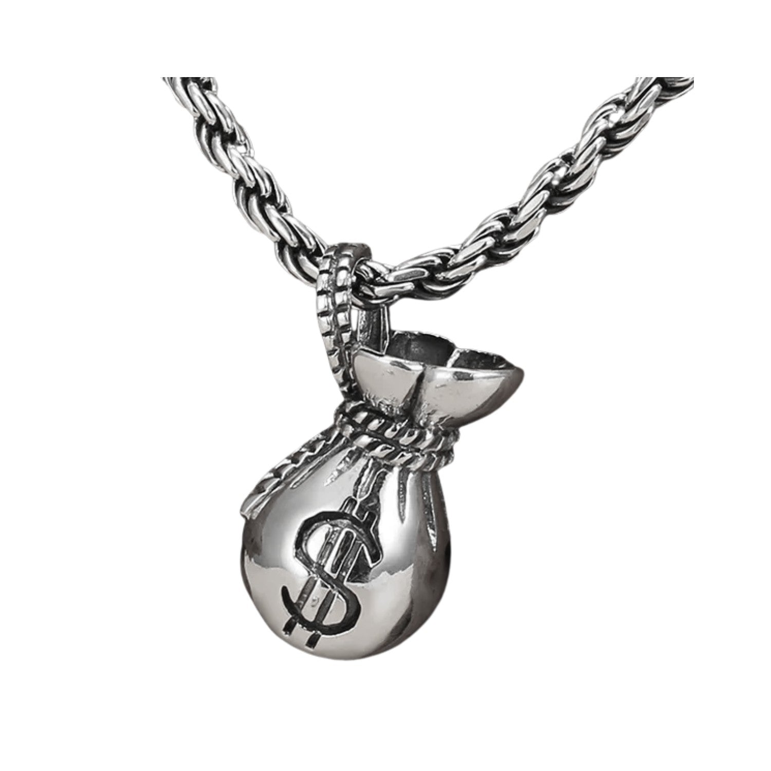 Men's Pendant In The Shape Of A Money Bag Handcrafted 925 Sterling Silver
