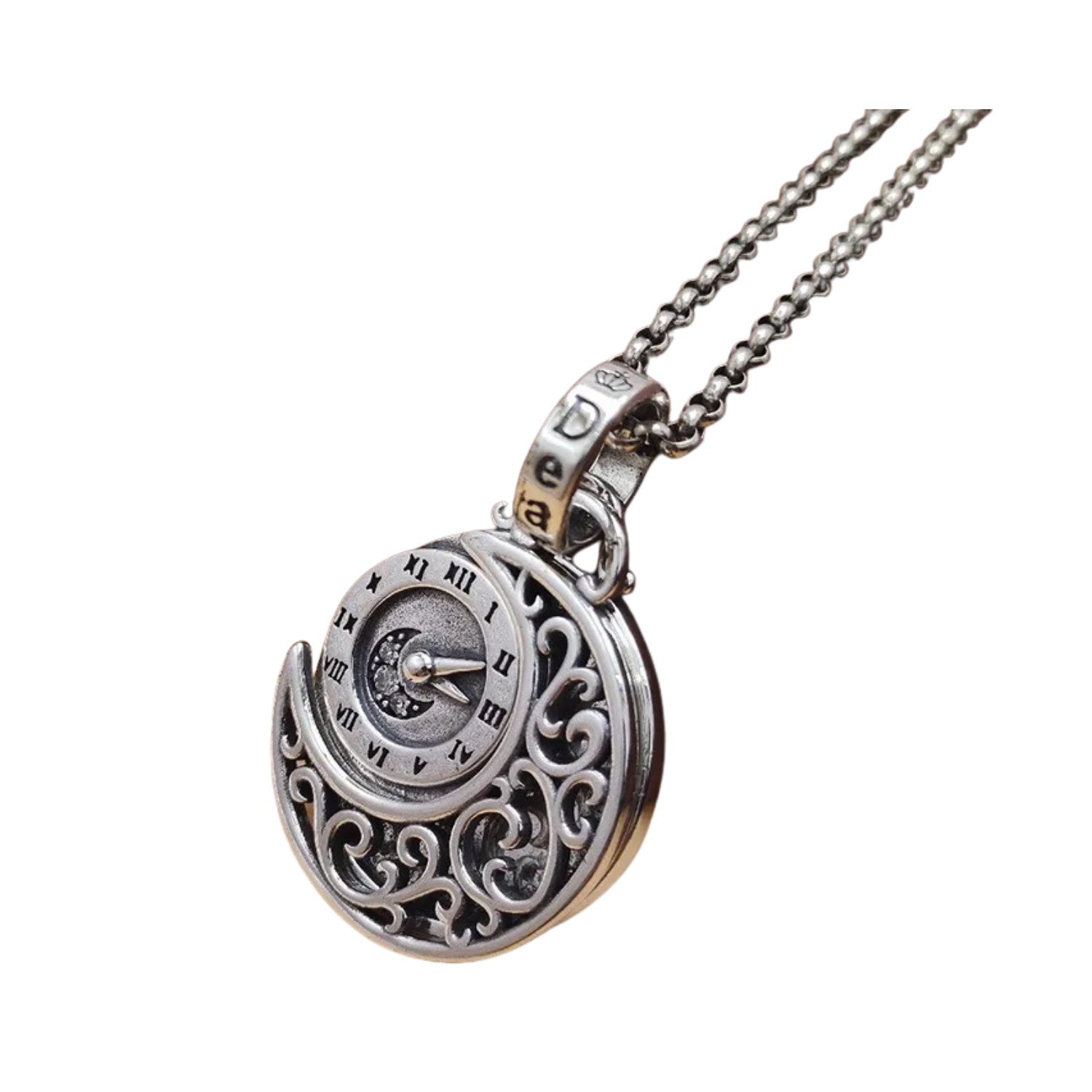 Men's Pendant In The Shape Of A Watch Handcrafted 925 Sterling Silver
