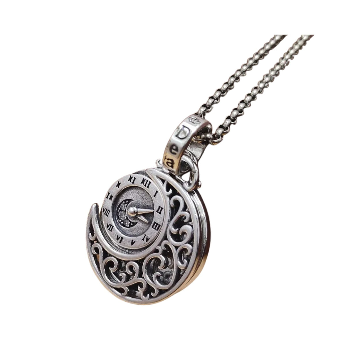Men's Pendant In The Shape Of A Watch Handcrafted 925 Sterling Silver