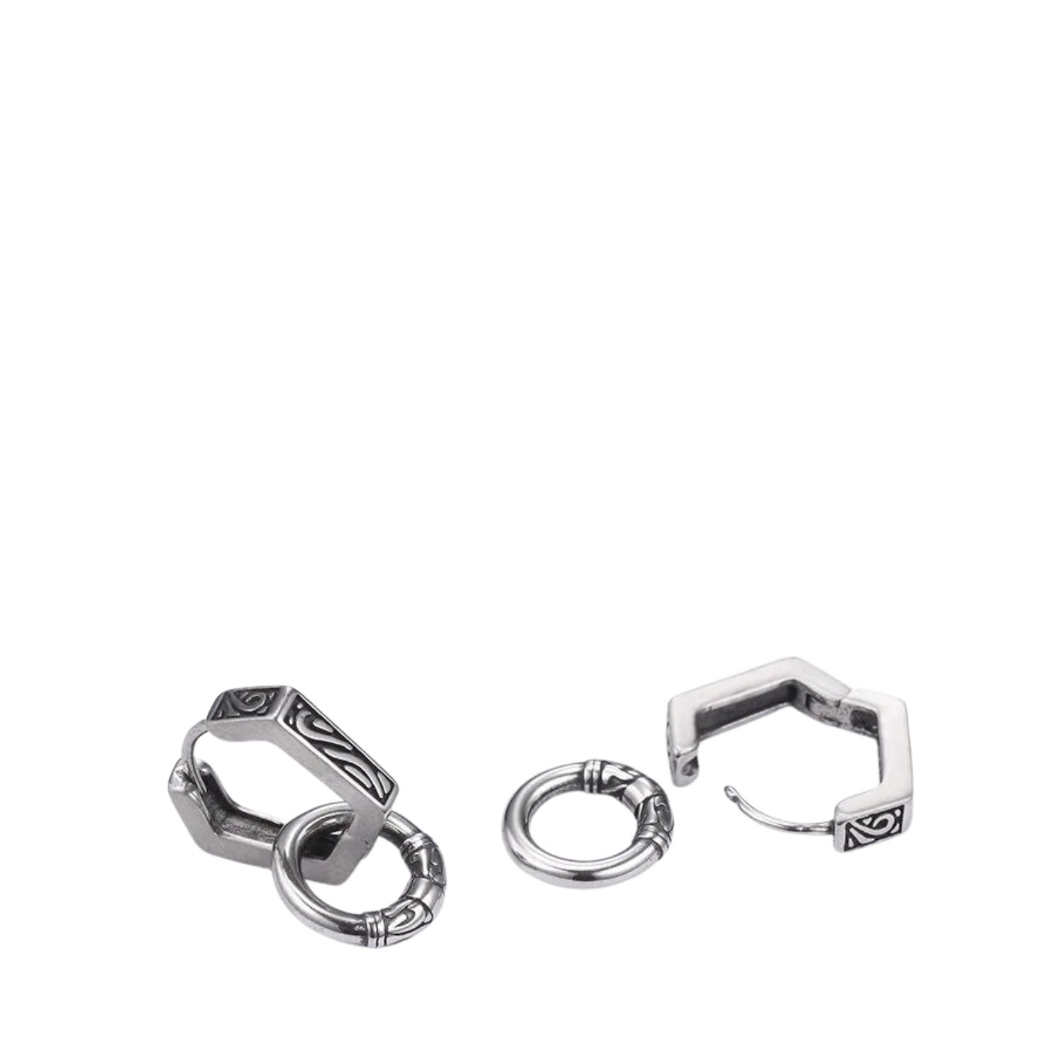 Men's Polygonal Earrings Handcrafted 925 Sterling Silver