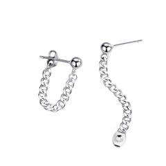 Men's Round Chain Earrings Handcrafted 925 Sterling Silver