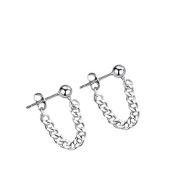 Men's Round Chain Earrings Handcrafted 925 Sterling Silver