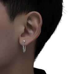 Men's Round Chain Earrings Handcrafted 925 Sterling Silver