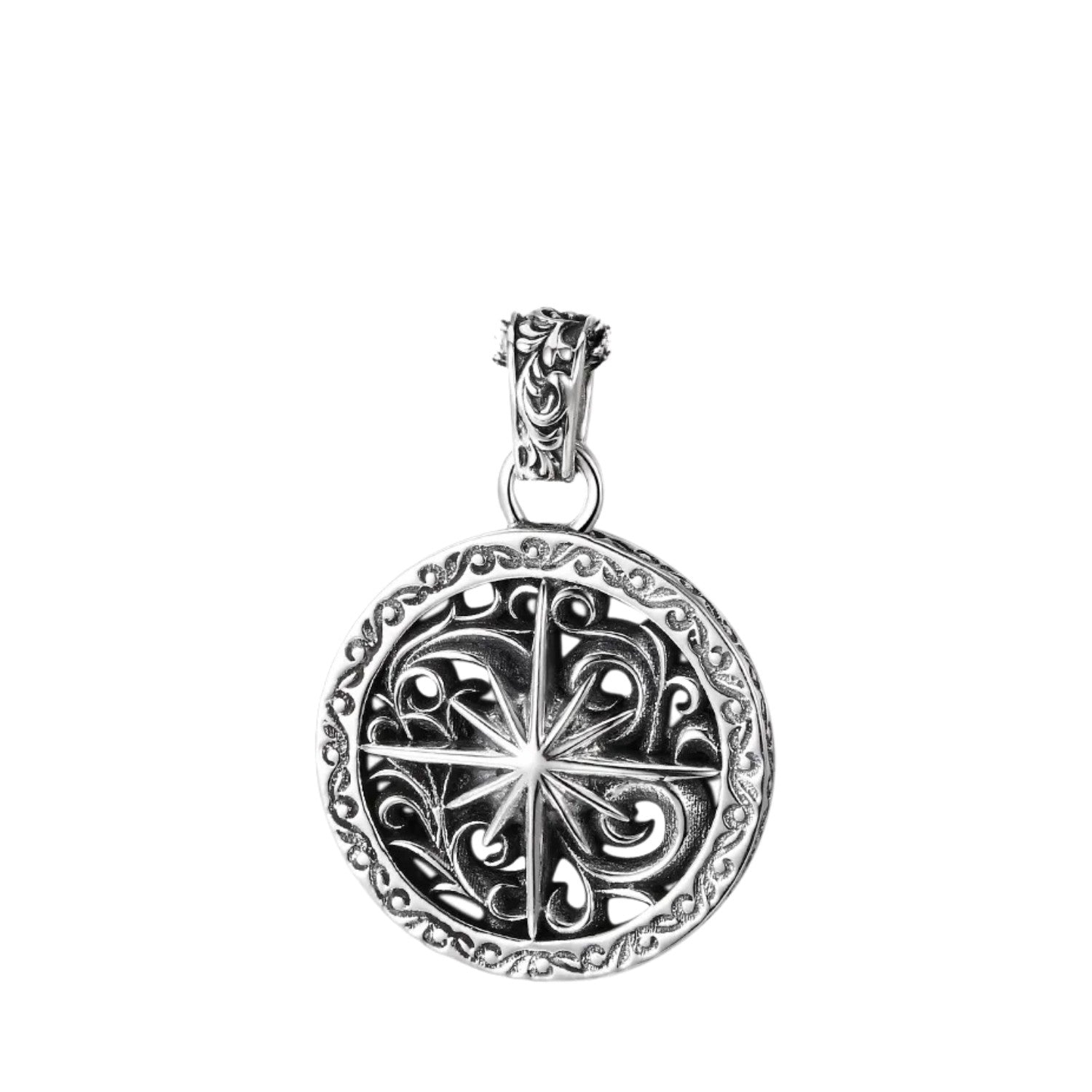 Men's Round Pendant Handcrafted 925 Sterling Silver