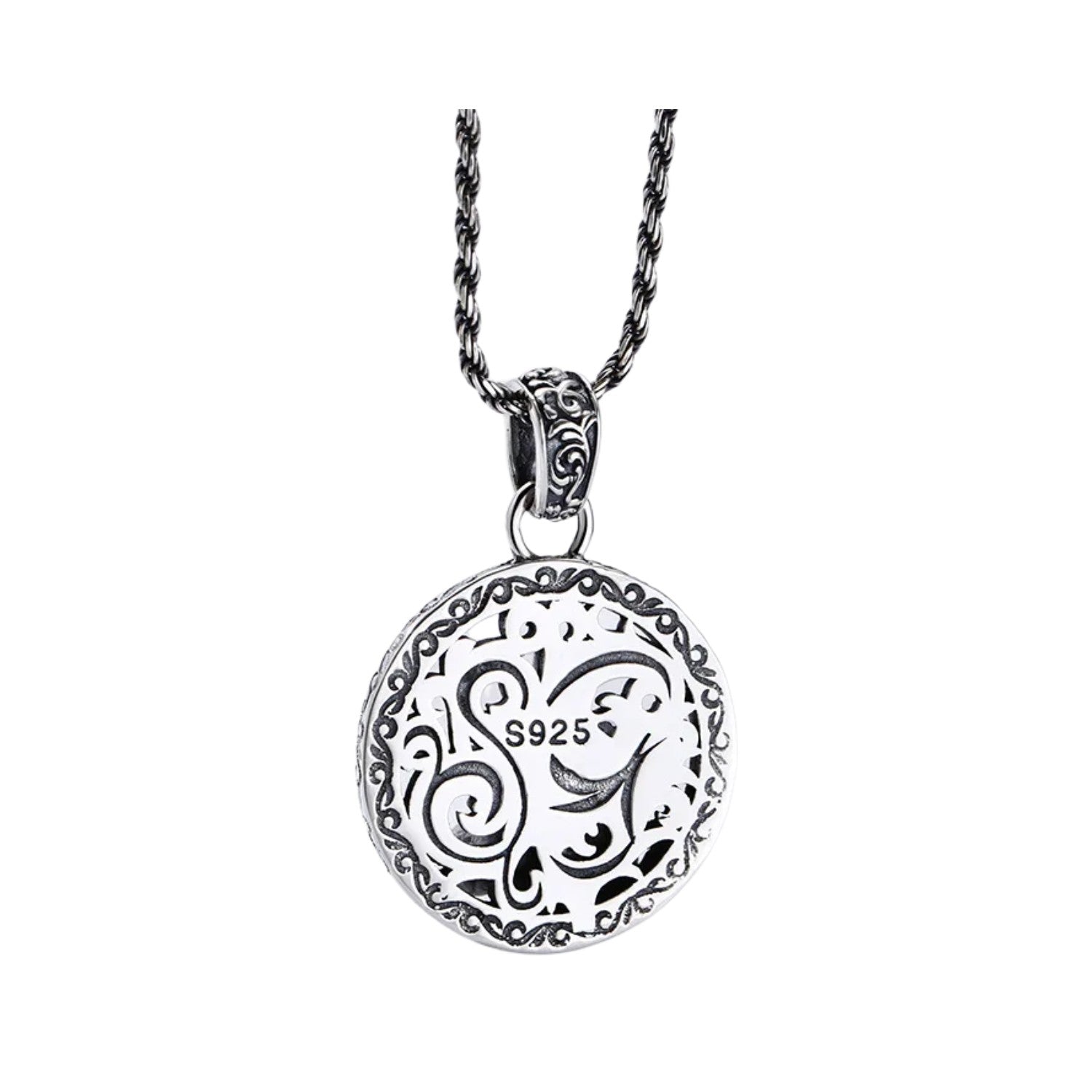Men's Round Pendant Handcrafted 925 Sterling Silver