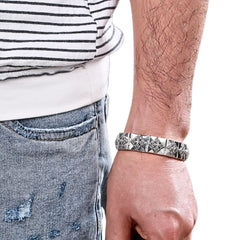 Men's Square Link Bracelet Handcrafted 925 Sterling Silver