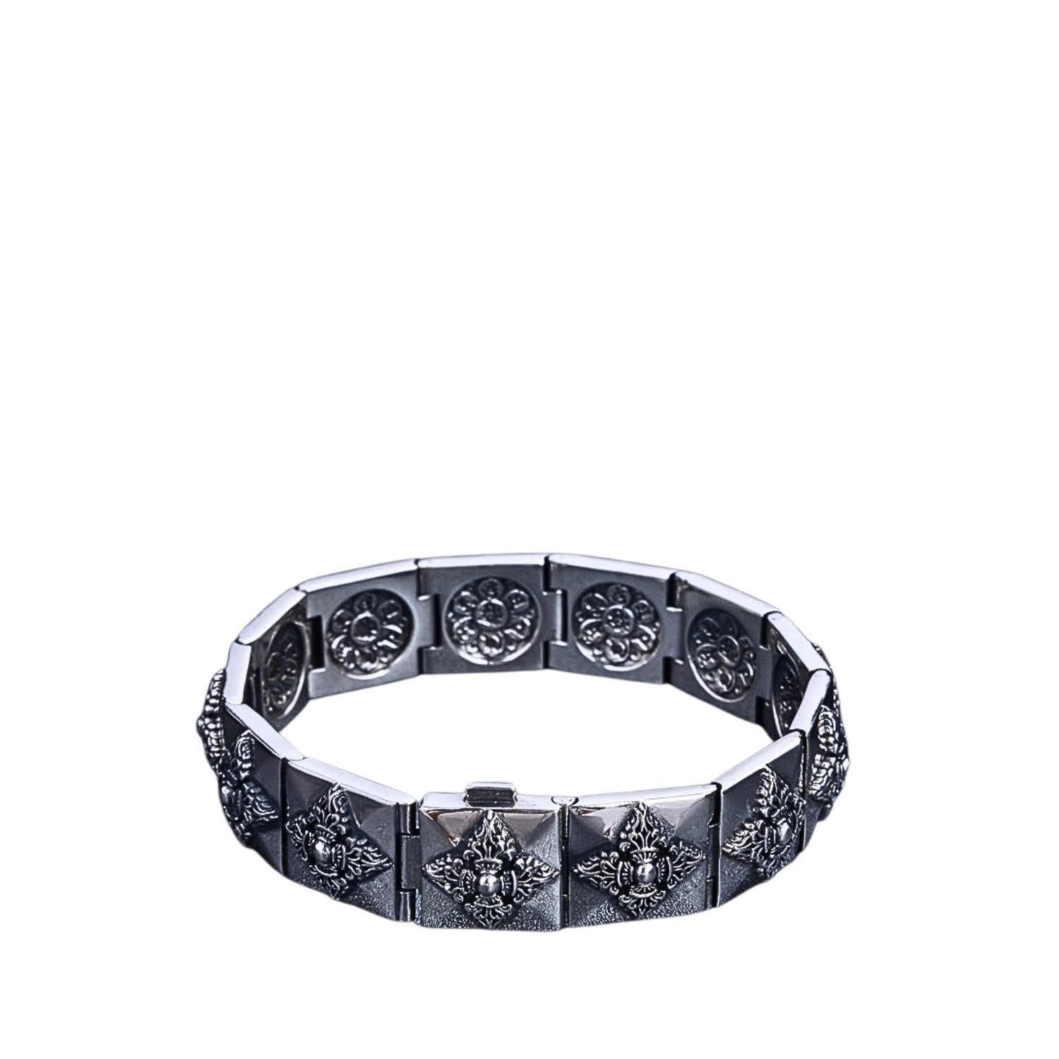 Men's Square Link Bracelet Handcrafted 925 Sterling Silver