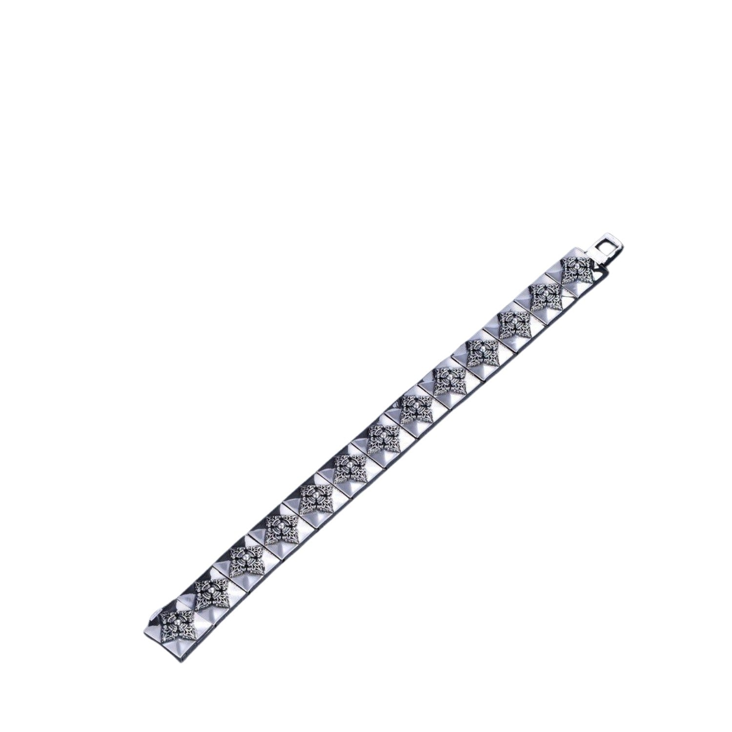 Men's Square Link Bracelet Handcrafted 925 Sterling Silver