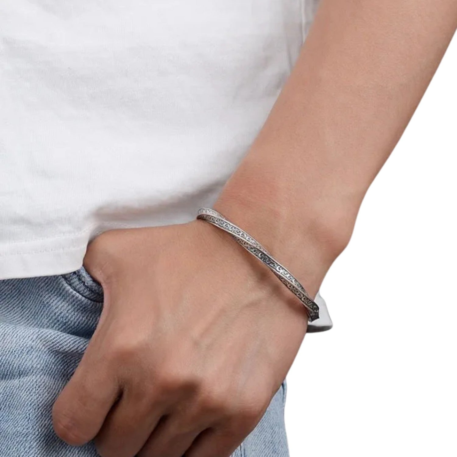Men's Twisted Bracelet Handcrafted 925 Sterling Silver