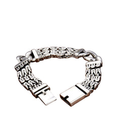 Men's Wide Link Bracelet Handcrafted 925 Sterling Silver