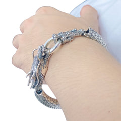Men's Dragon Bracelet Handcrafted 925 Sterling Silver