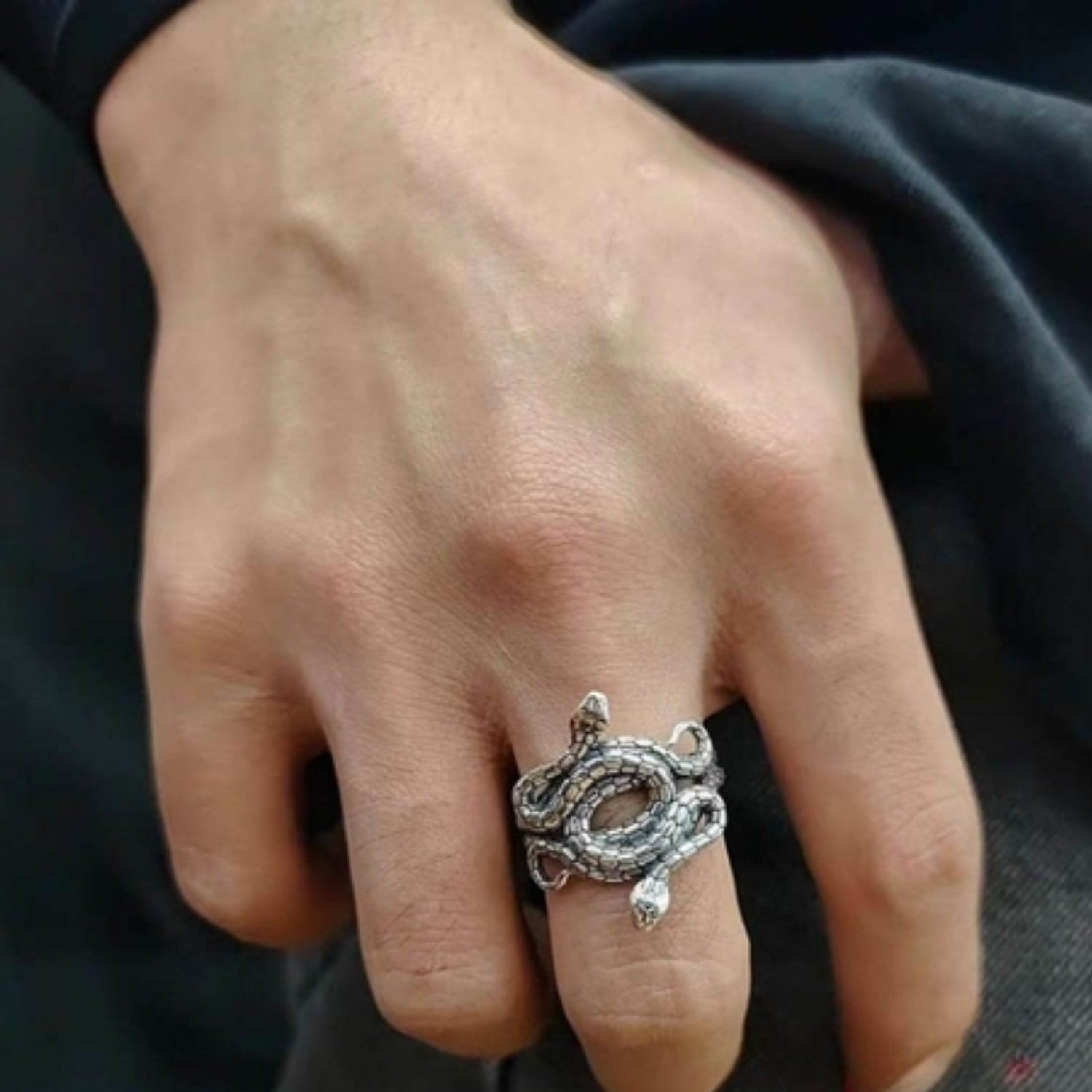 Men's Ring With Snake Design Handcrafted 925 Sterling Silver