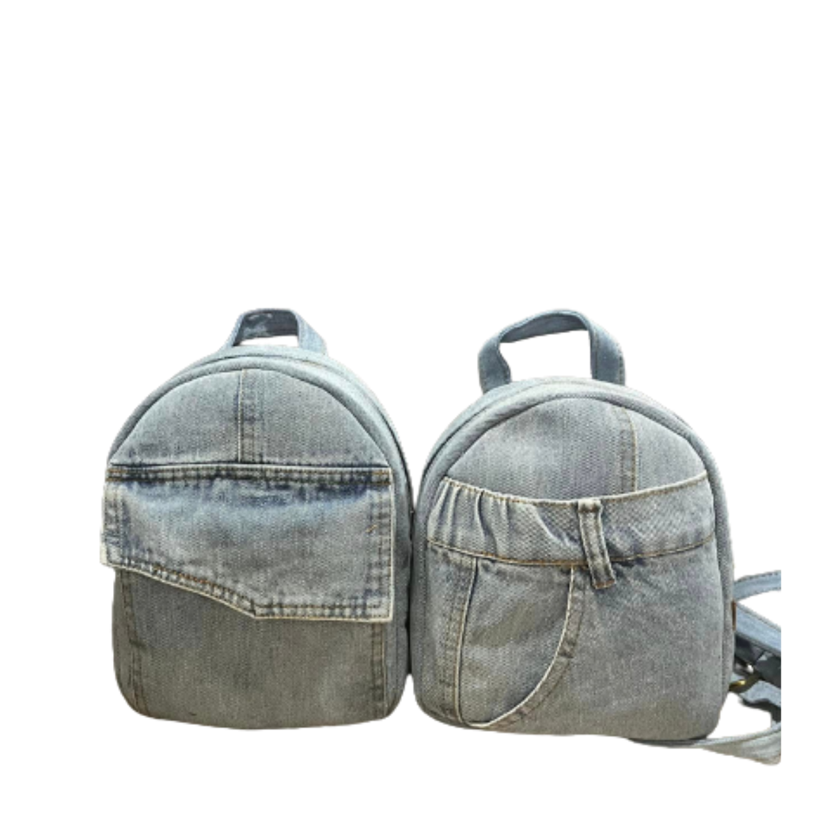 Handmade Upcycled Denim Mini Backpack