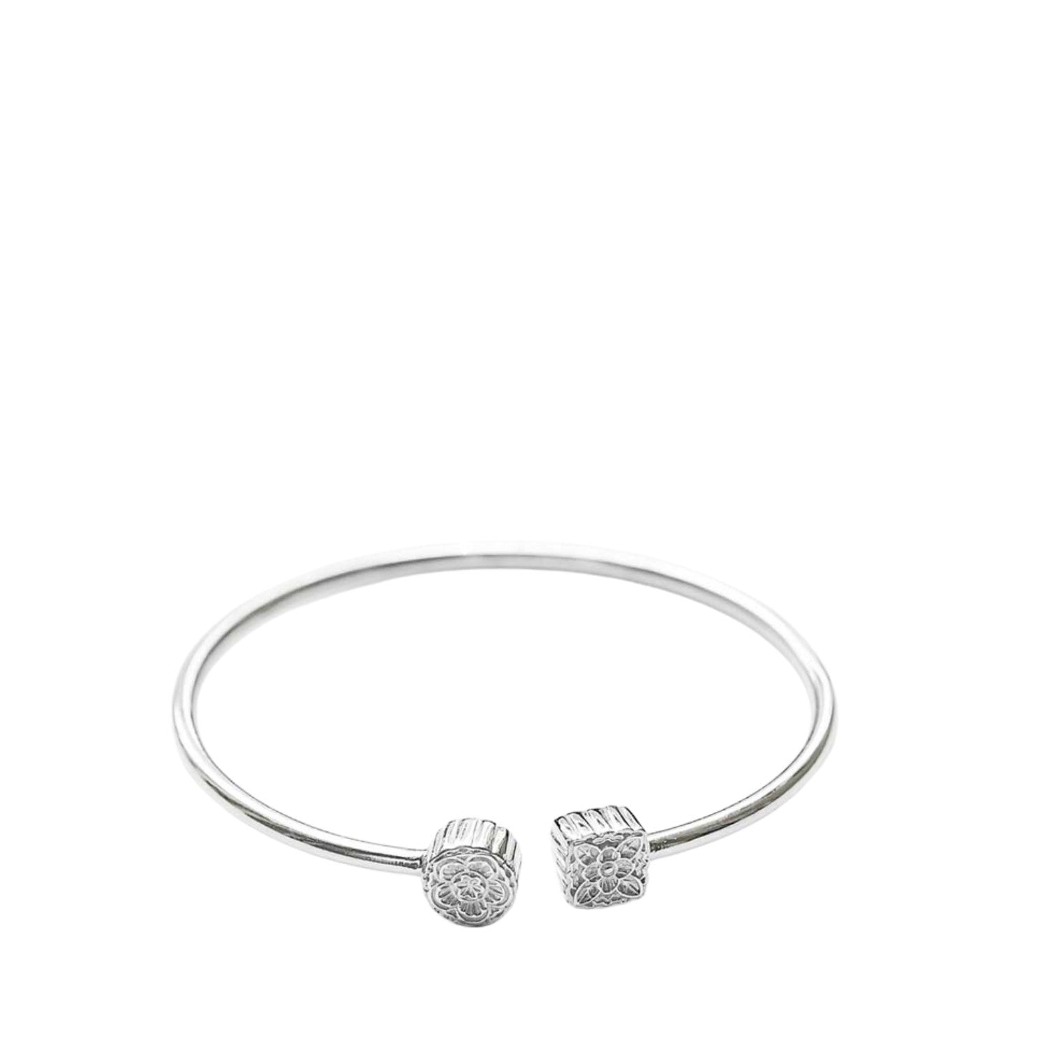 Mooncake-Shaped Bracelet Handcrafted 925 Sterling Silver