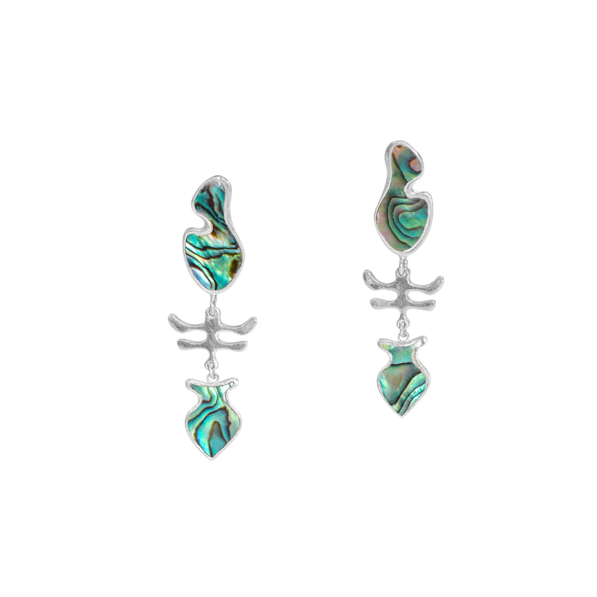 Novelty Handmade Abalone Shell Silver Earrings