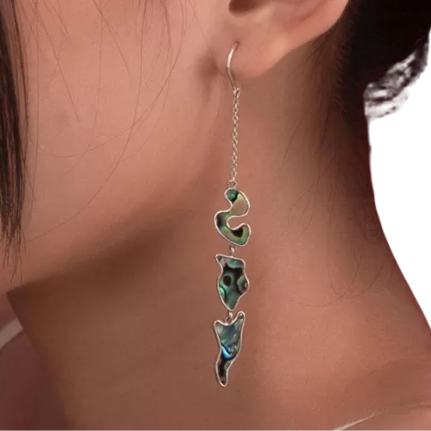 Novelty Handmade Abalone Shell Silver Earrings