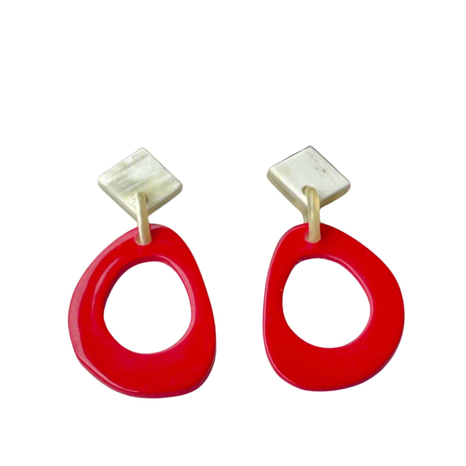 Oval Buffalo Horn Earrings