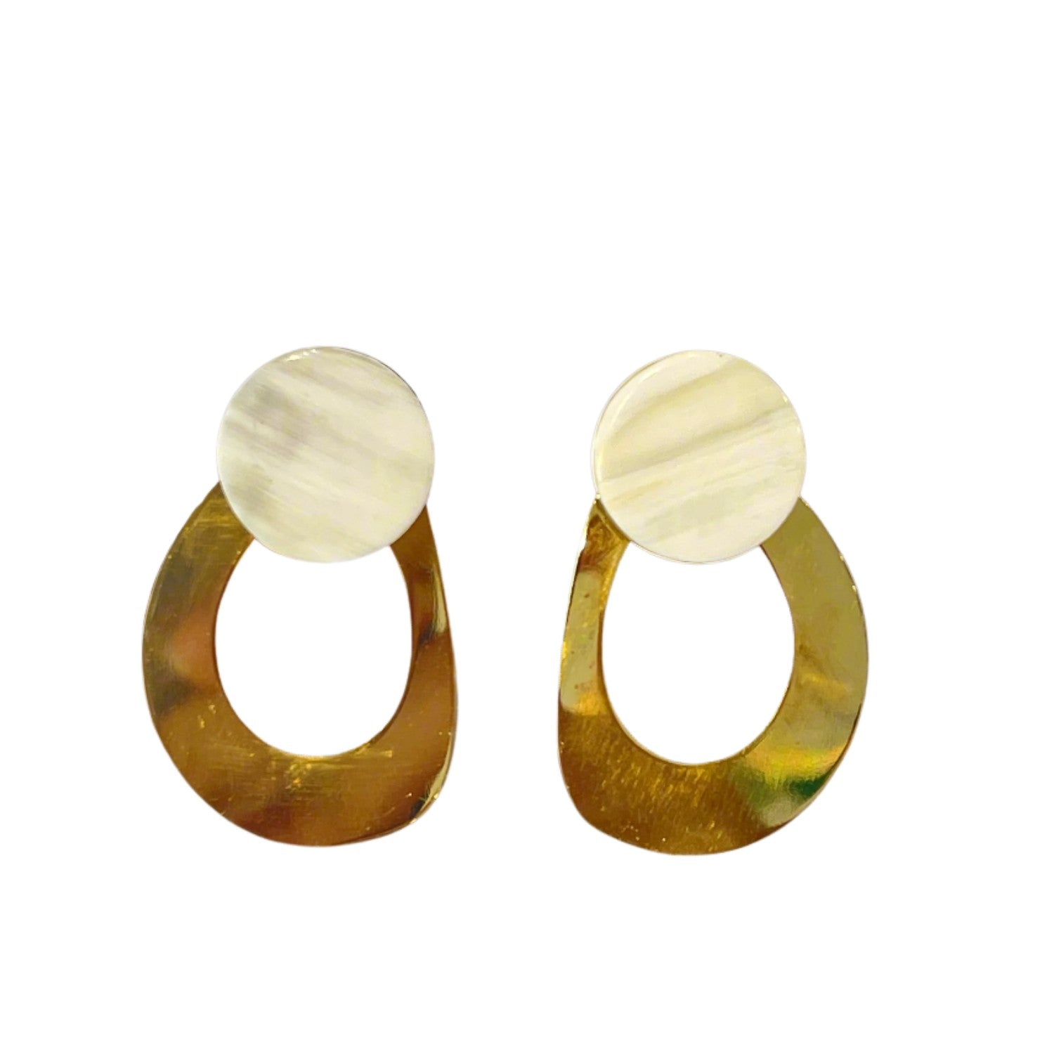 Oval Buffalo Horn Earrings