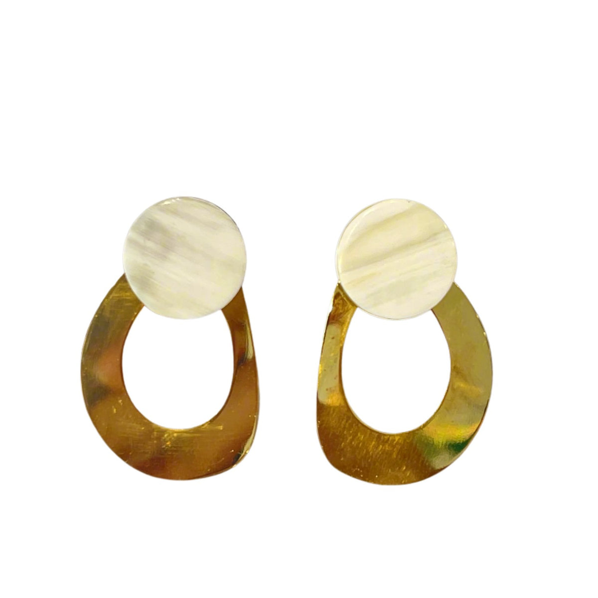 Oval Buffalo Horn Earrings
