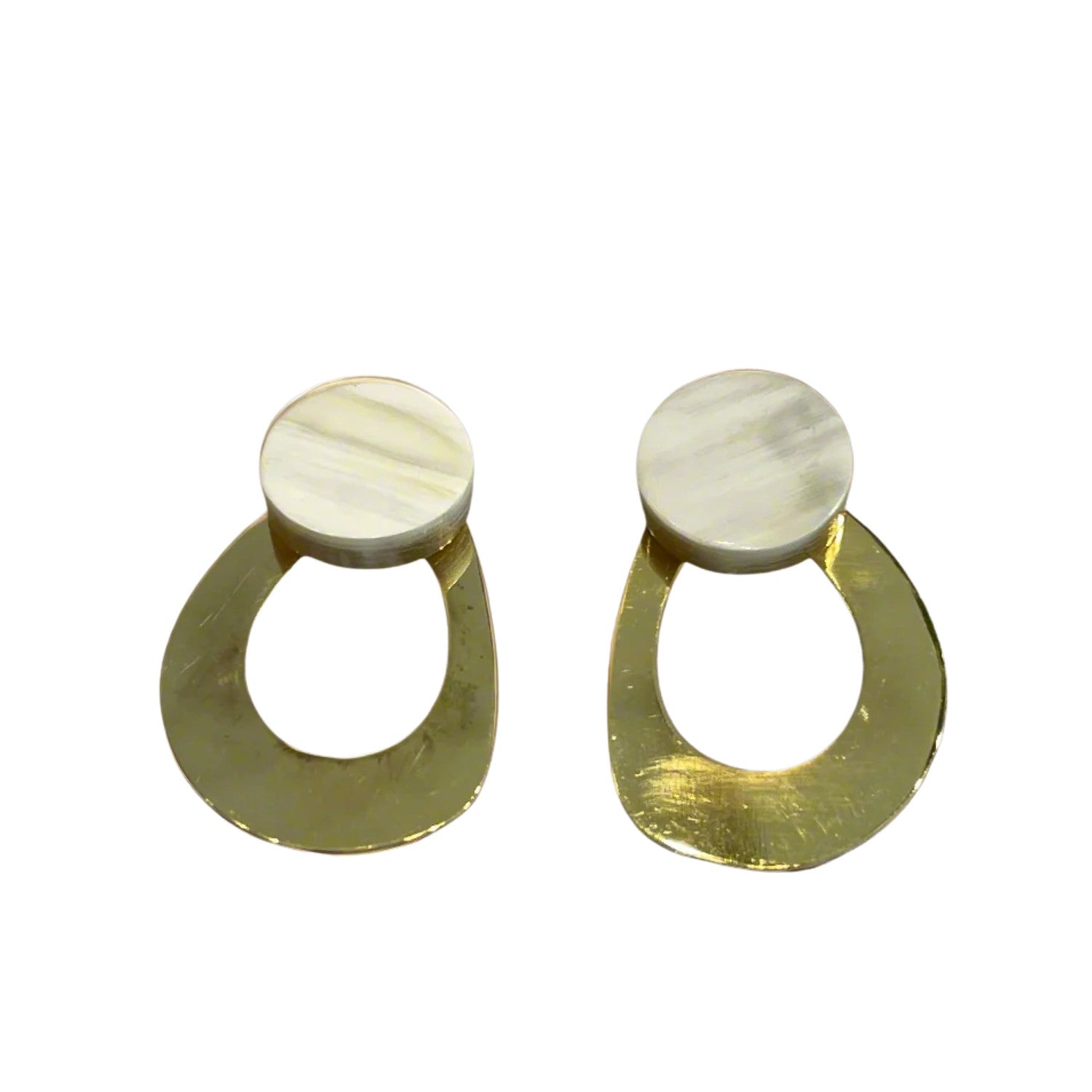 Oval Buffalo Horn Earrings