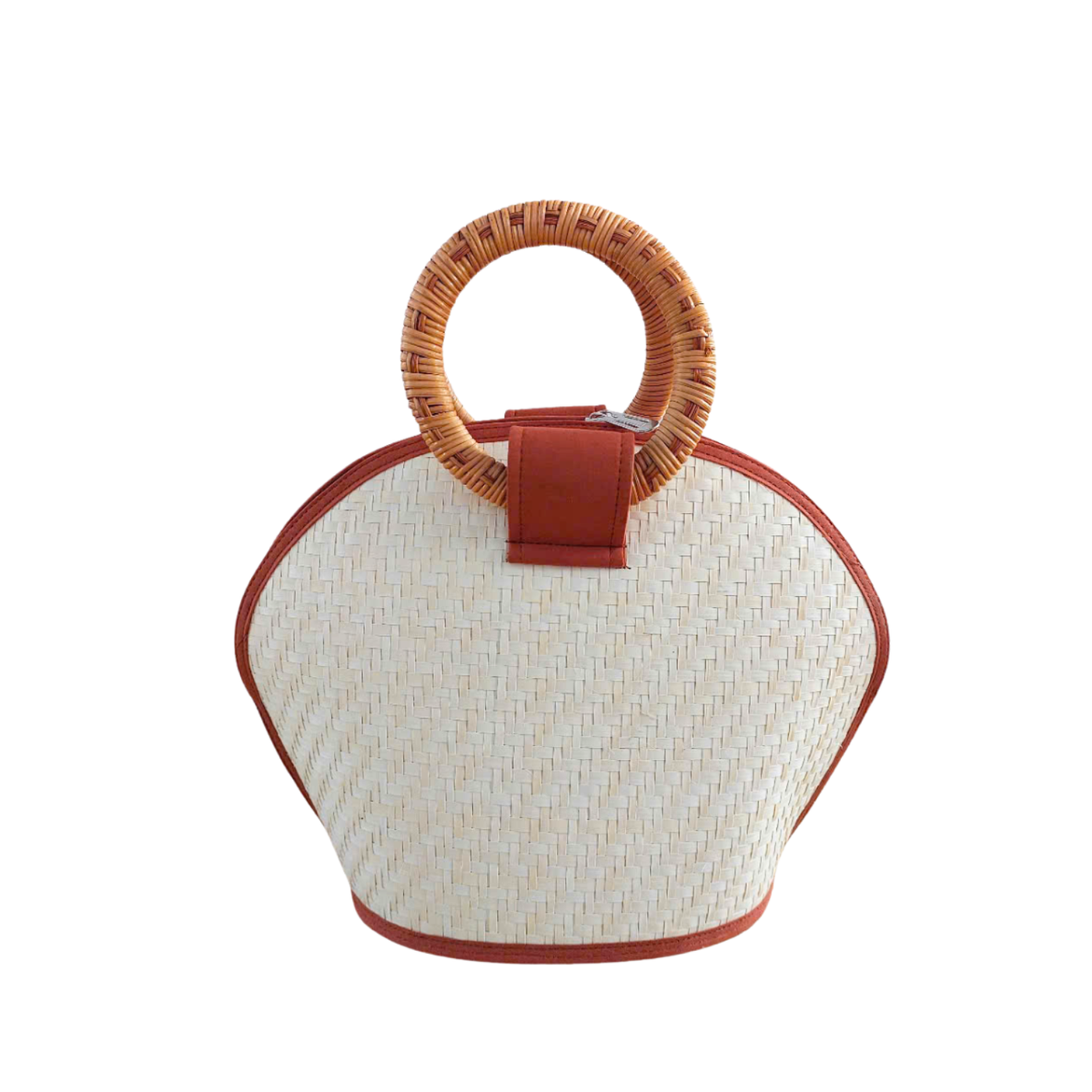 Palm Leaf Bag With Rattan Handle