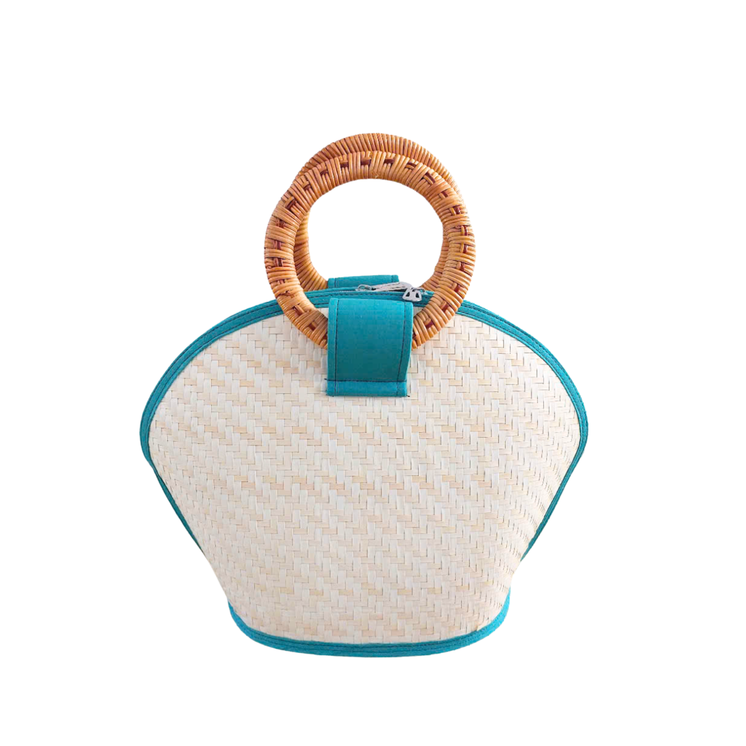 Palm Leaf Bag With Rattan Handle