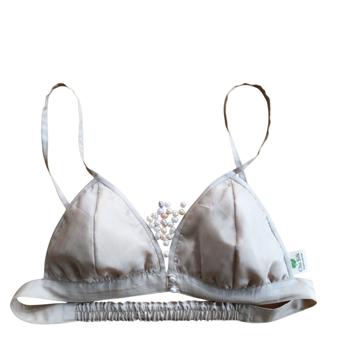 Pearl Button Bra Mulberry Silk Handcrafted
