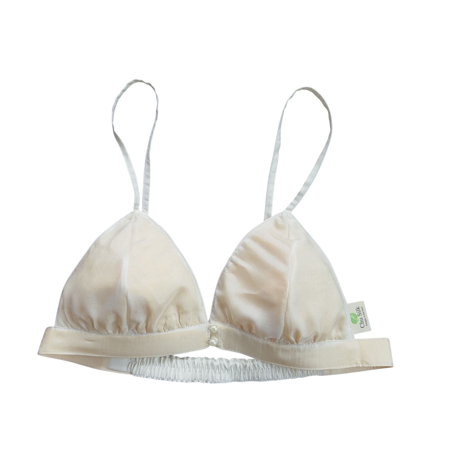 Pearl Button Bra Mulberry Silk Handcrafted