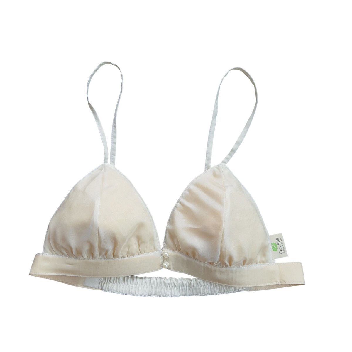 Pearl Button Bra Mulberry Silk Handcrafted