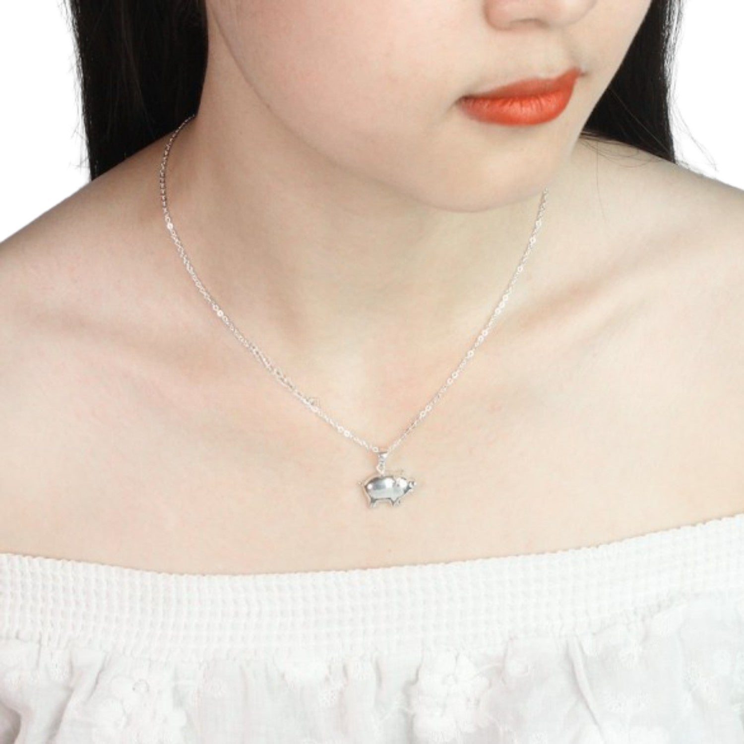 Pig-Shaped Necklace Handcrafted 925 Sterling Silver